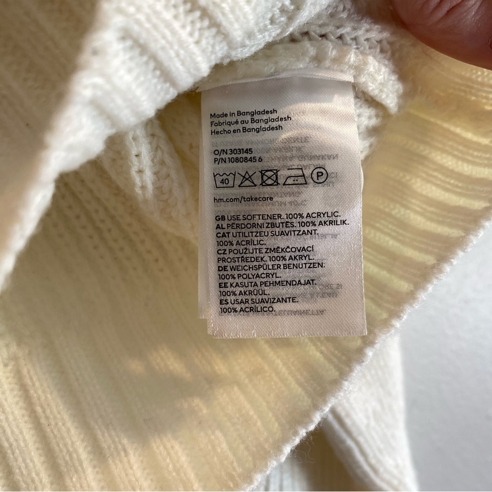 Cream Cropped Cable-Knit V-Neck Cardigan Sweater Size S neutral Cozycore - Picture 6 of 9